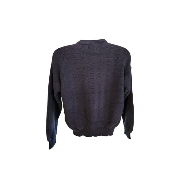 Vintage Roundtree & Yorke Mens Crewneck Sweater L Navy Blue Cabincore Classic - Picture 3 of 6